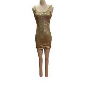 As U Wish Gold Sequin Sleeveless Bodycon Dress S Polyester Spandex Junior Prom M